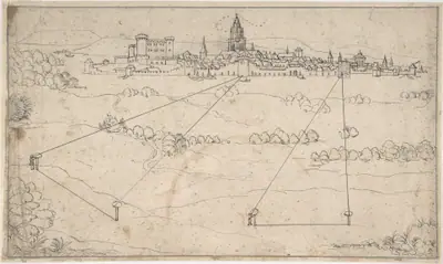 Perspectival Study with a View of a Medieval City
