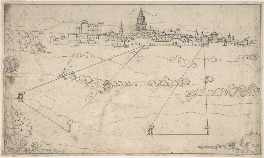 Perspectival Study with a View of a Medieval City by Matthäus Merian the Elder