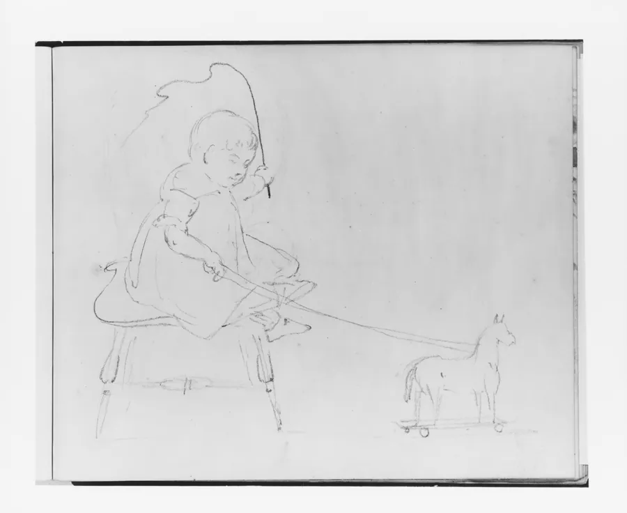 Baby with a Toy Horse (from Sketchbook) by Francis William Edmonds