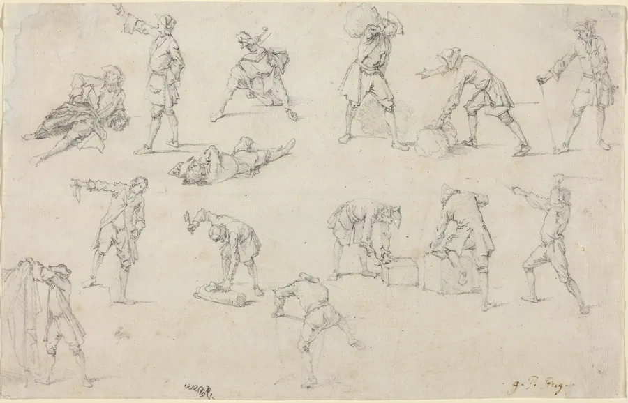 Studies of Soldiers in Camp by Georg Philipp Rugendas