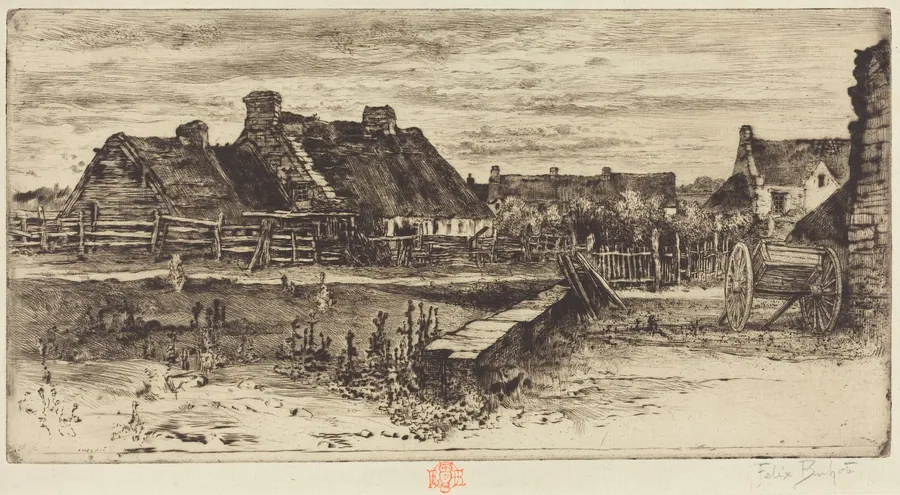 Les Grandes Chaumières by Félix-Hilaire Buhot