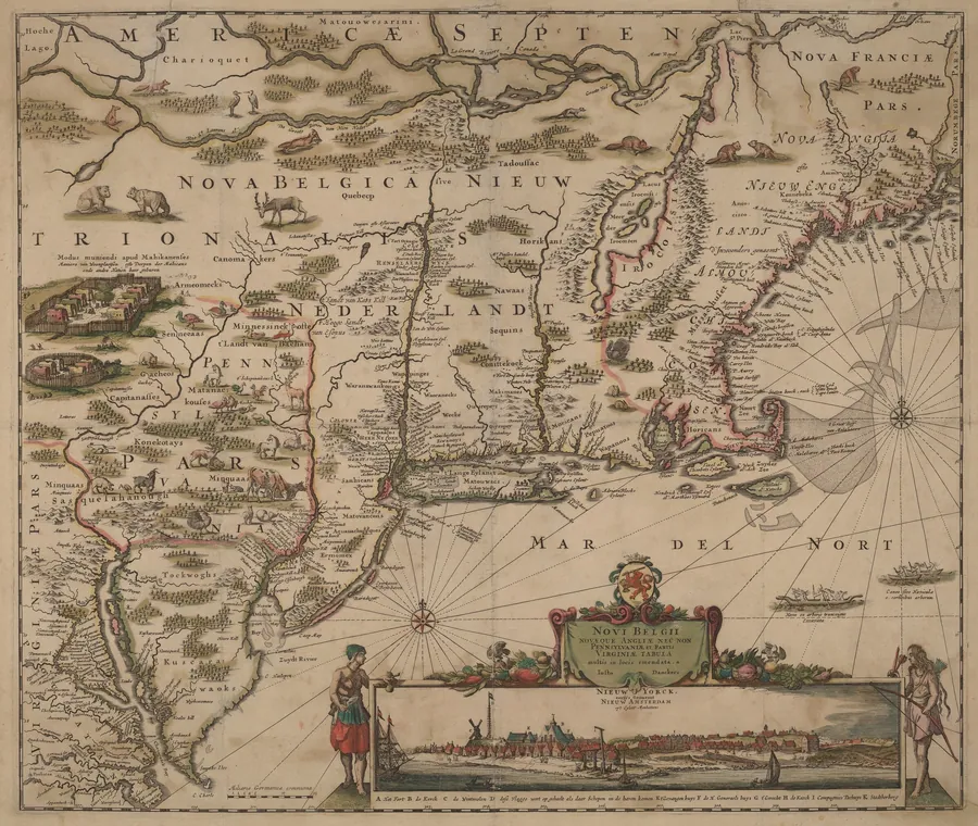 Novi Belgii Novaeque Angliae nec non Pennsylvaniae et partis Virginiae tabula multis in locis emendata by Justus Danckerts