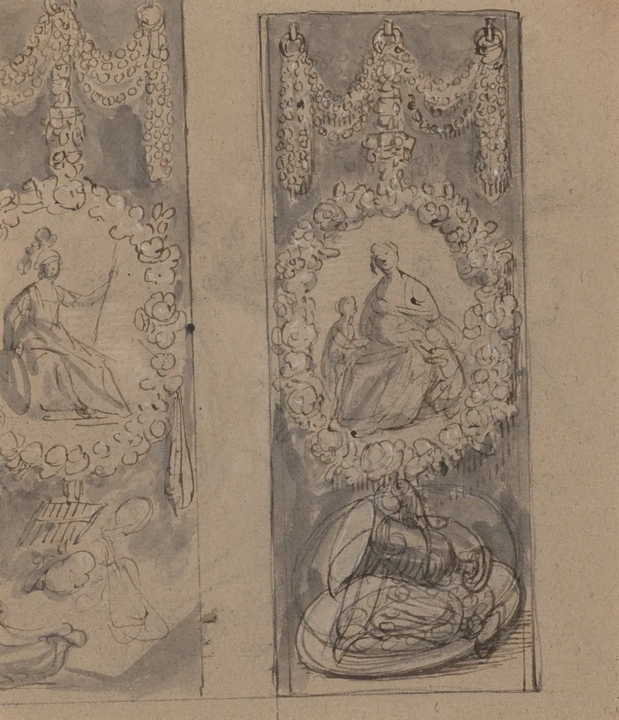 Decorative Motifs with Garlands (verso) by Gerrit van Honthorst