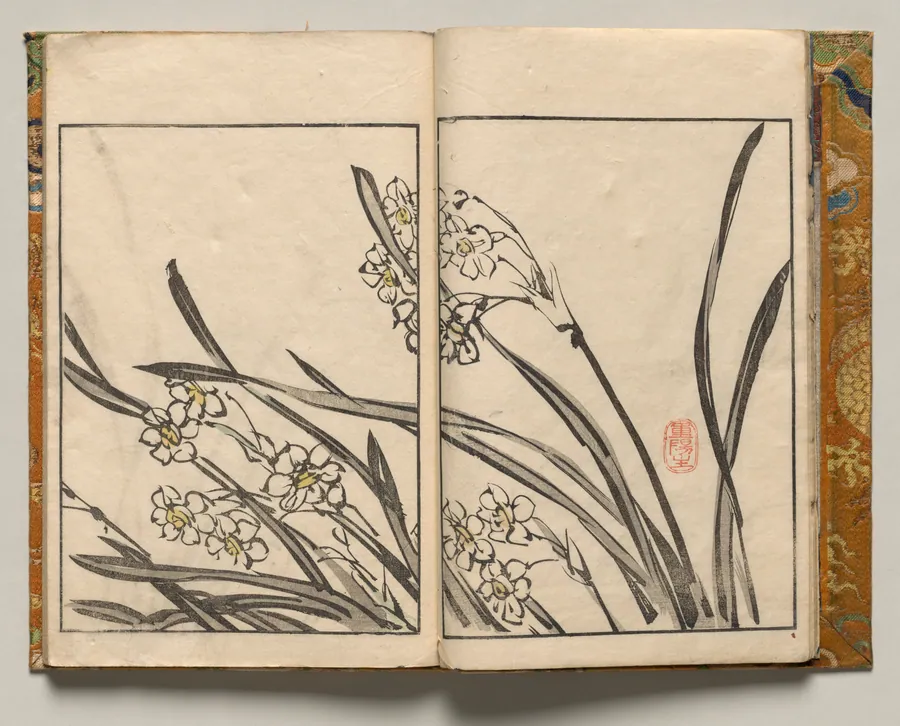 Narcissus, Design Three from Shazanrō Picture Book by Tani Bunchō