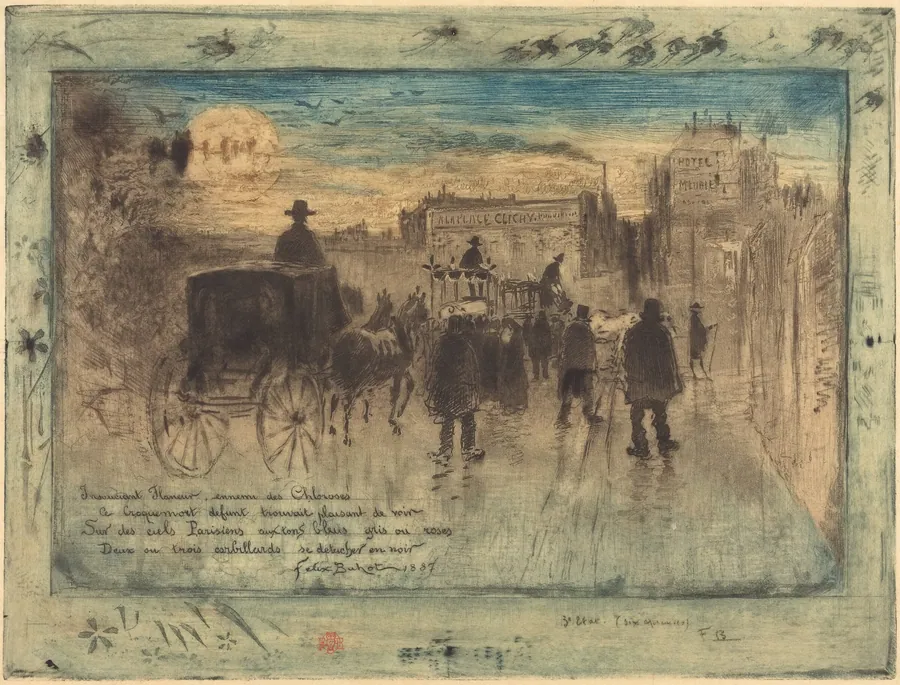 Convoi Funèbre au Boulevard de Clichy (Funeral Procession on the Boulevard de Clichy) by Félix-Hilaire Buhot