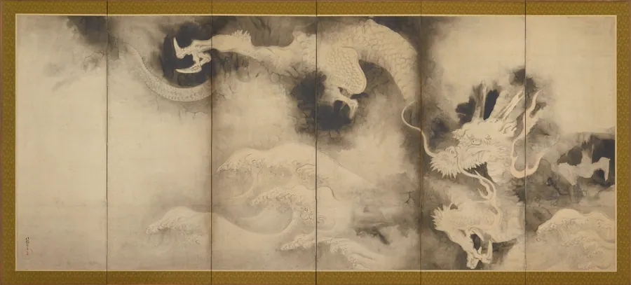 Dragons and Clouds 雲龍図屏風 （右隻） by Tawaraya Sotatsu 俵屋宗達 (fl. ca. 1600-1643)