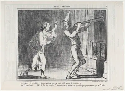 Adèlaïde...Il me semble que je vois...la comète! (Adelaide...I think I see the comet!), from Croquis Parisiens, published in Le Charivari, February 18, 1857