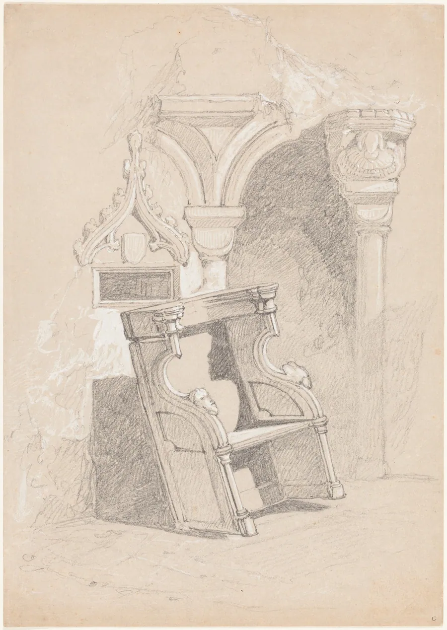 Sketch of Ruined Church Interior with Chair by John Sell Cotman