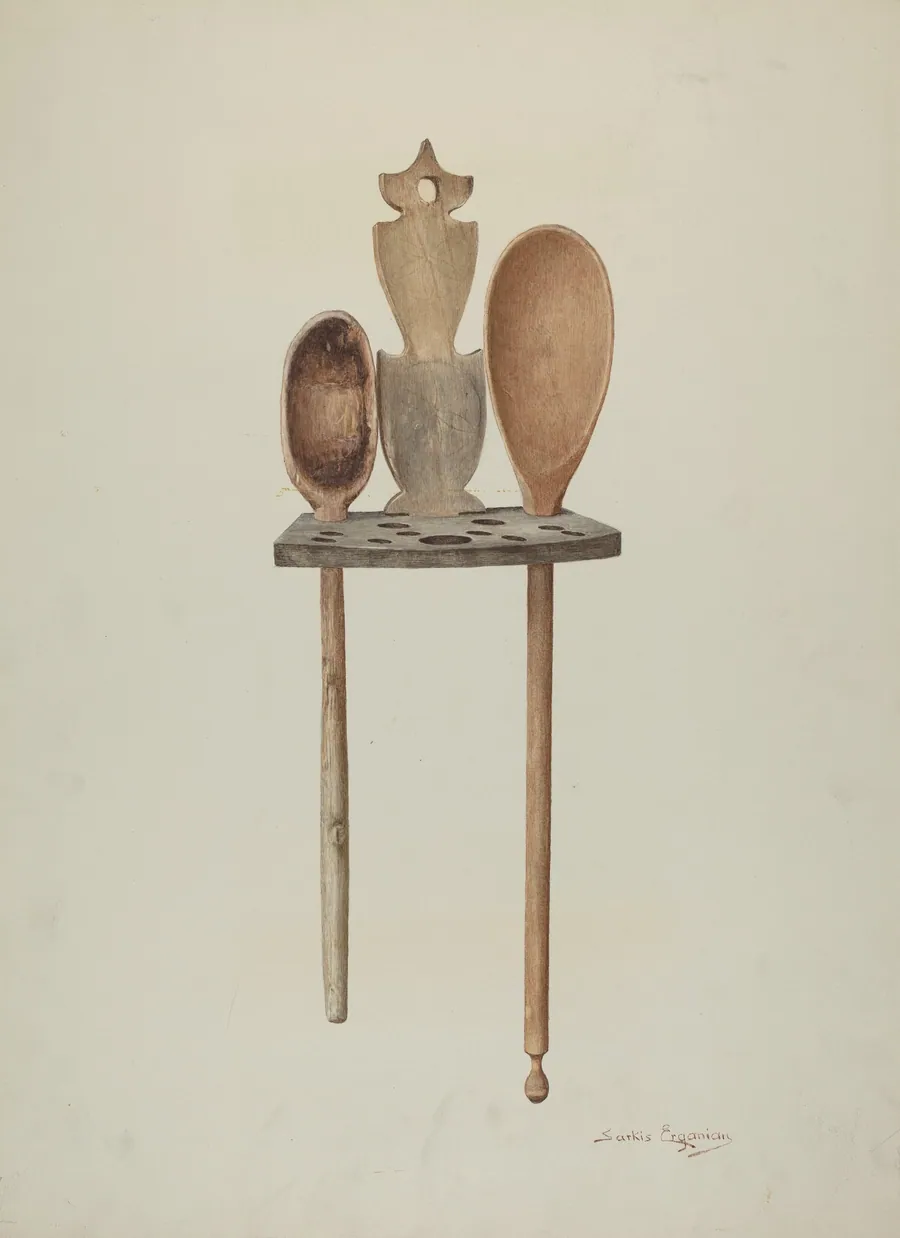 Wooden Spoon Rack by Sarkis Erganian