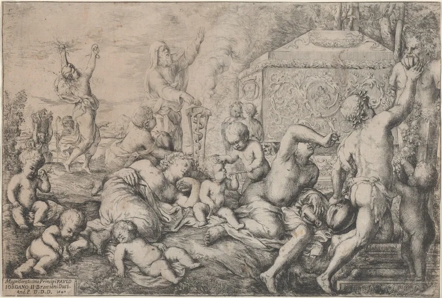 Bacchanal with Altar, Faun, and Silenus by Giovanni Andrea Podestà
