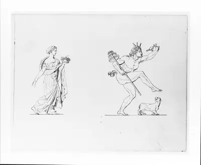 Classical Female Figure; Satyr and Dog (from Sketchbook)