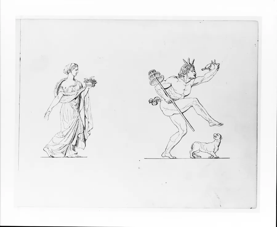 Classical Female Figure; Satyr and Dog (from Sketchbook) by John Quincy Adams Ward