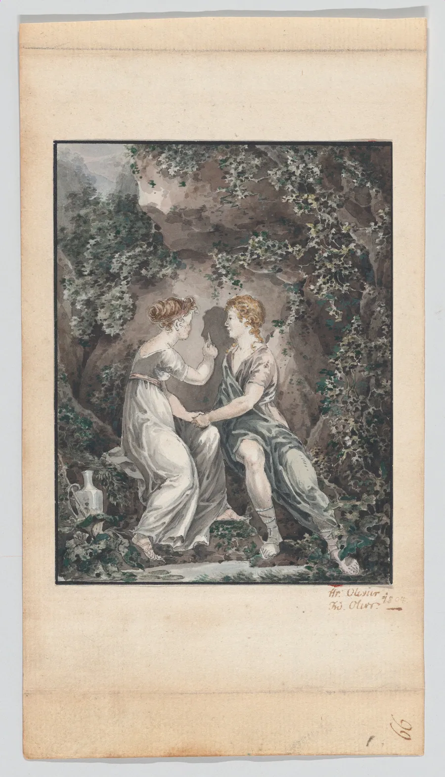 The Invention of the Art of Drawing (the daughter of Butades of Sicyon and her Lover) by (Johann Heinrich) Ferdinand Olivier