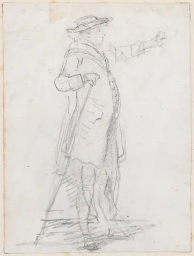 Man with a Walking Stick, Seen in Profile [recto]