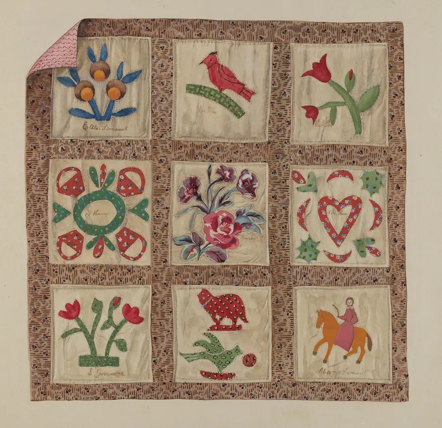 Doll Bed Applique Patchwork Quilt by Beverly Chichester