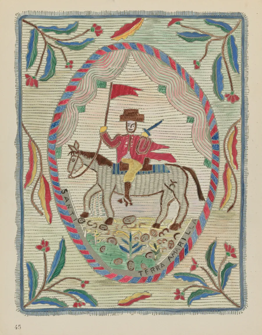 Plate 45: Embroidered Bedspread (St. James): From Portfolio "Spanish Colonial Designs of New Mexico" by American 20th Century