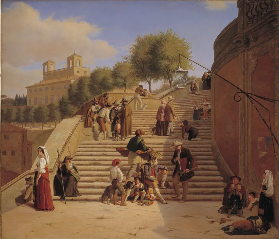 Det øverste parti af Den spanske Trappe i Rom by Julius Friedlænder