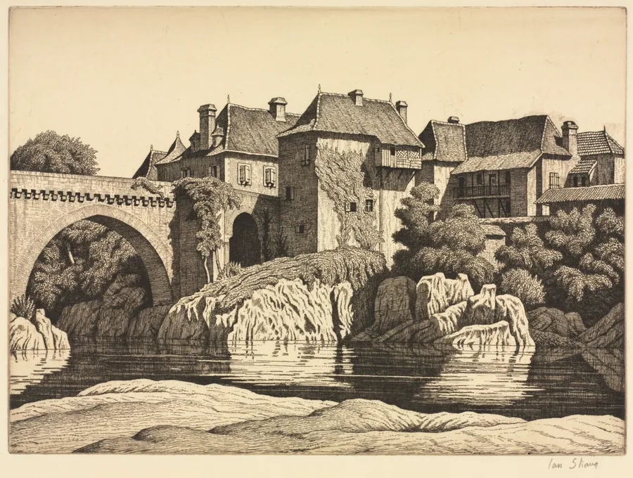 Houses by the Bridge, Orthez by Ian Strang