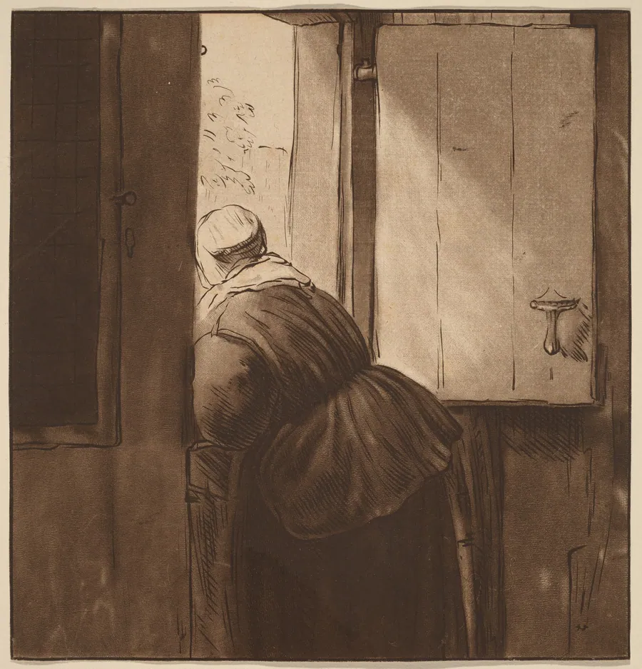 Woman Leaning over a Lower Door by Cornelis Ploos van Amstel