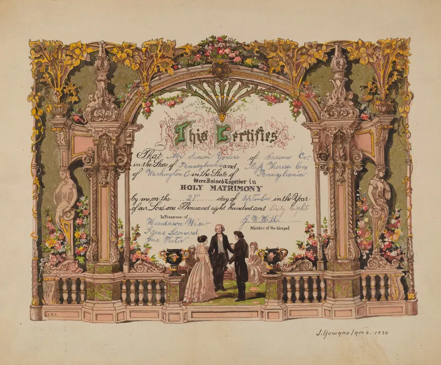 Marriage Certificate by J. Howard Iams