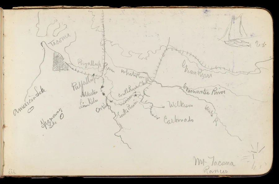 Map of Region Northwest of Mount Tacoma (from Sketchbook) by Albert Bierstadt