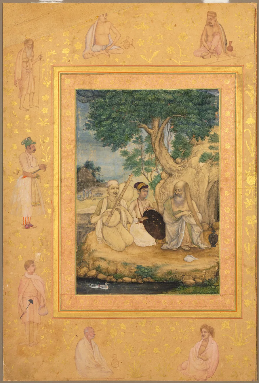 Prince and ascetics, from the Late Shah Jahan Album by Govardhan