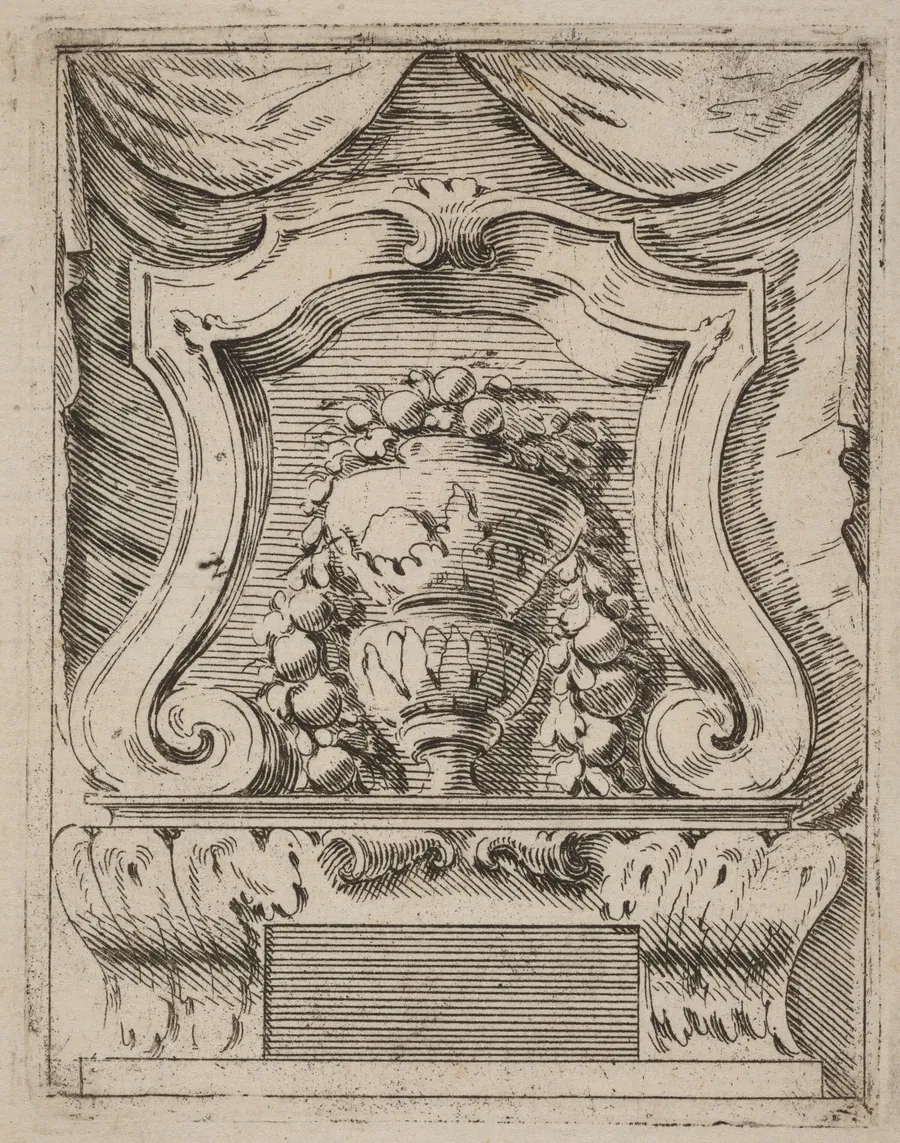 Architectural Motif with Fruit in a Vase by Carlo Antonio Buffagnotti