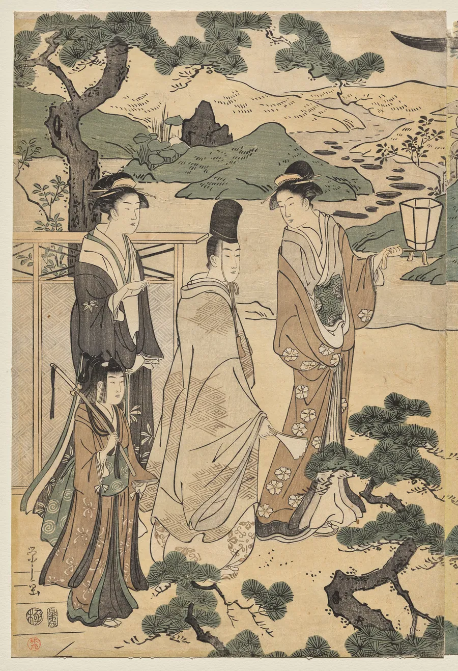 The Matsukaze Chapter of the Tale of Genji (from the series The Tale of Genji in Elegant Modern Dress) by Chōbunsai Eishi