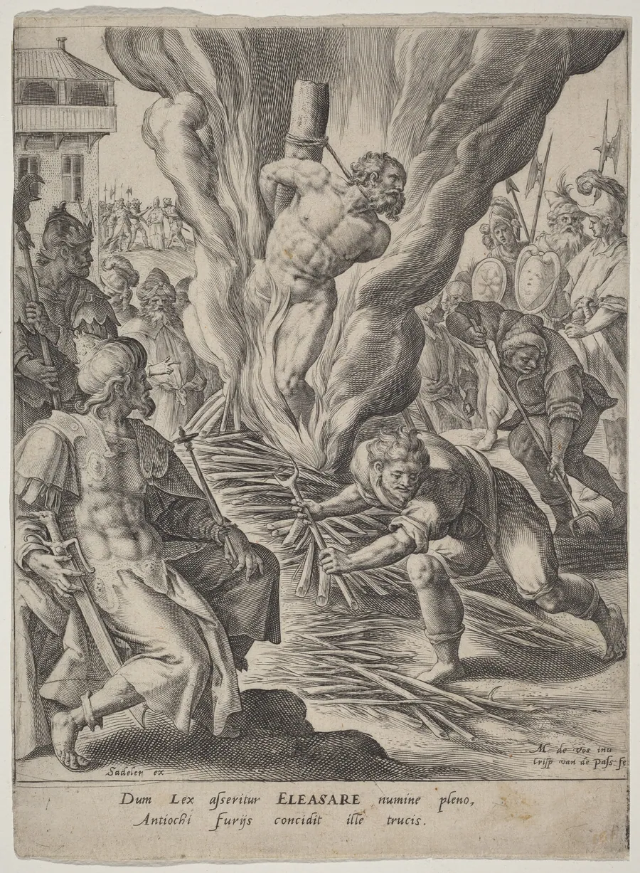 Eleazar Burned by Antiochus by Crispijn van de Passe I
