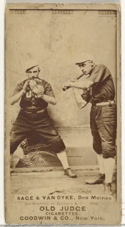 Harry "Doc" Sage and Bill Van Dyke, Des Moines Prohibitionists, from the Old Judge series (N172) for Old Judge Cigarettes