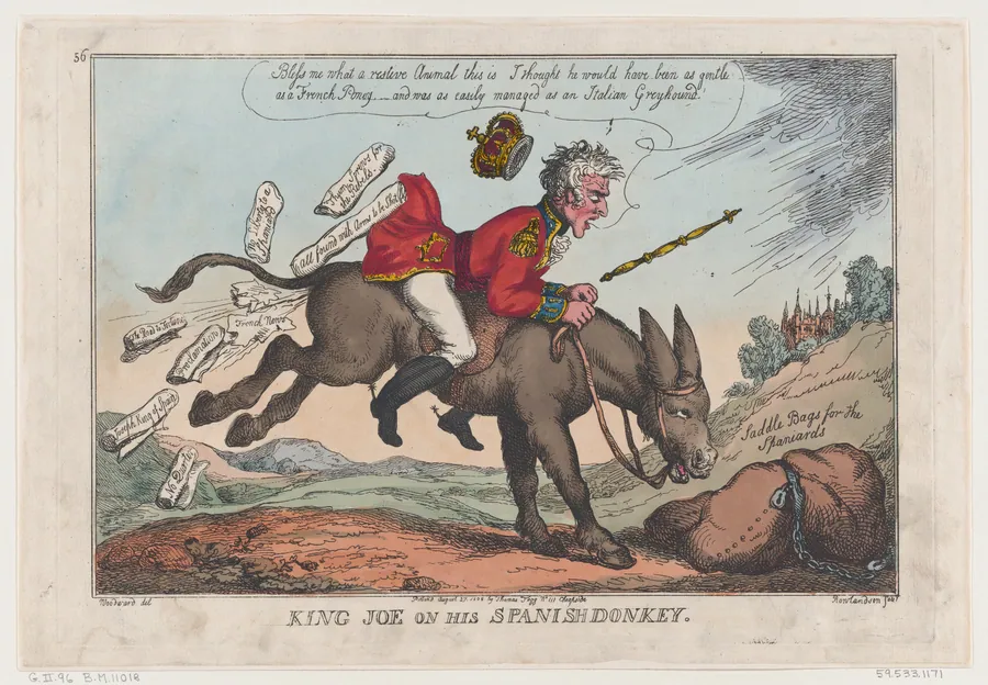 King Joe on his Spanish Donkey by Thomas Rowlandson