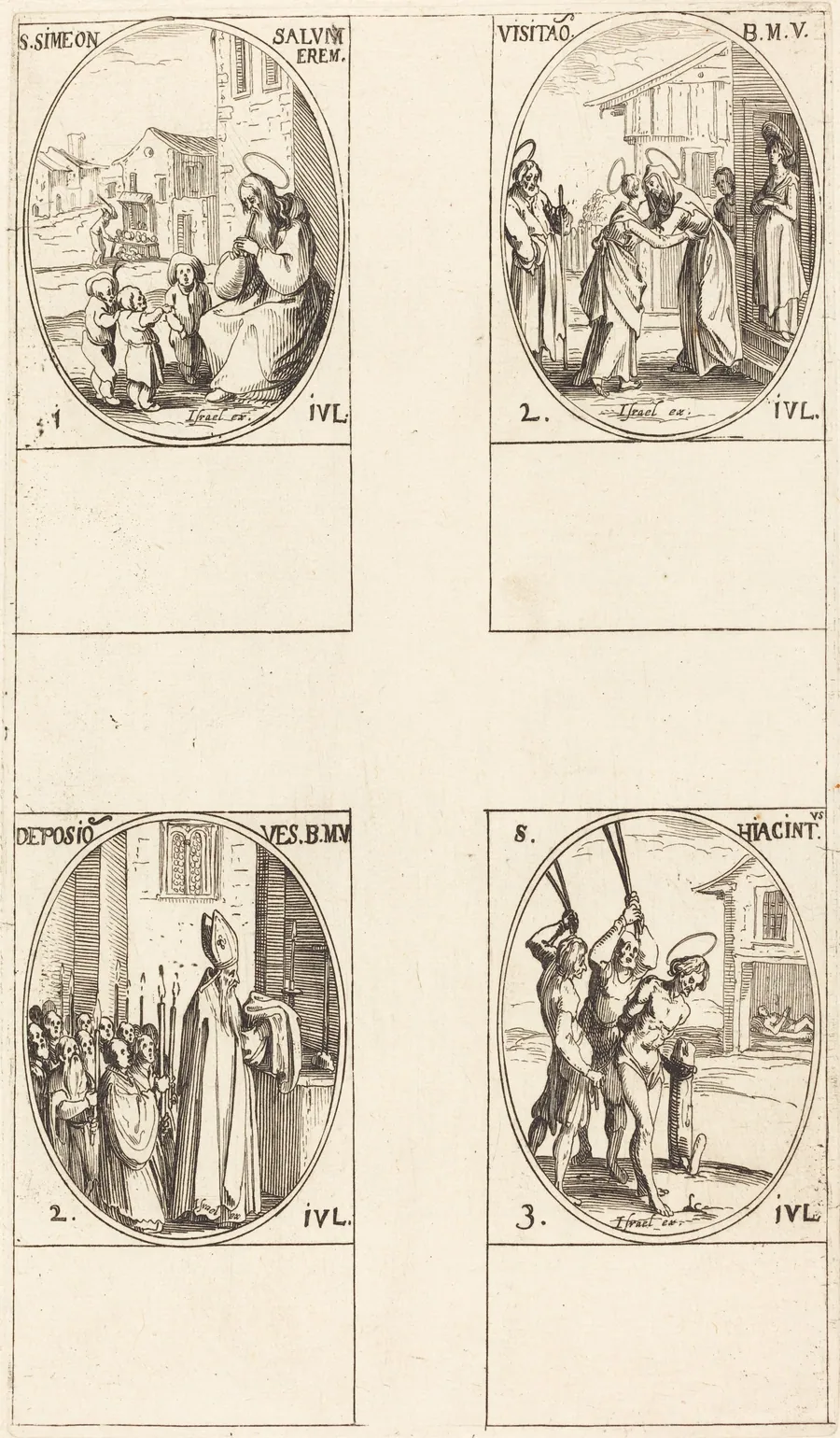 St. Simeon Salus; The Visitation; Deposition of the Virgin's Clothes; St. Hiacintus by Jacques Callot
