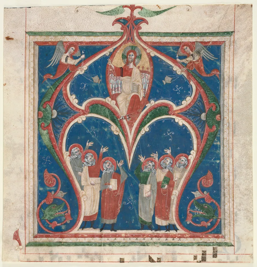 Historiated Initial (A) Excised from an Antiphonary: Christ in Majesty with Prophets