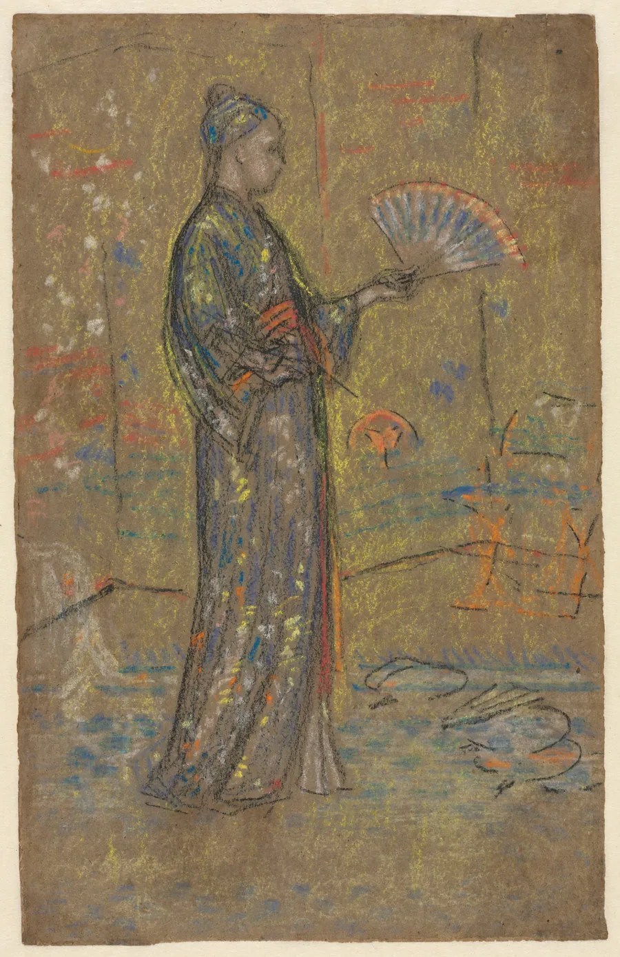 Japanese Woman Painting a Fan (recto) by James McNeill Whistler