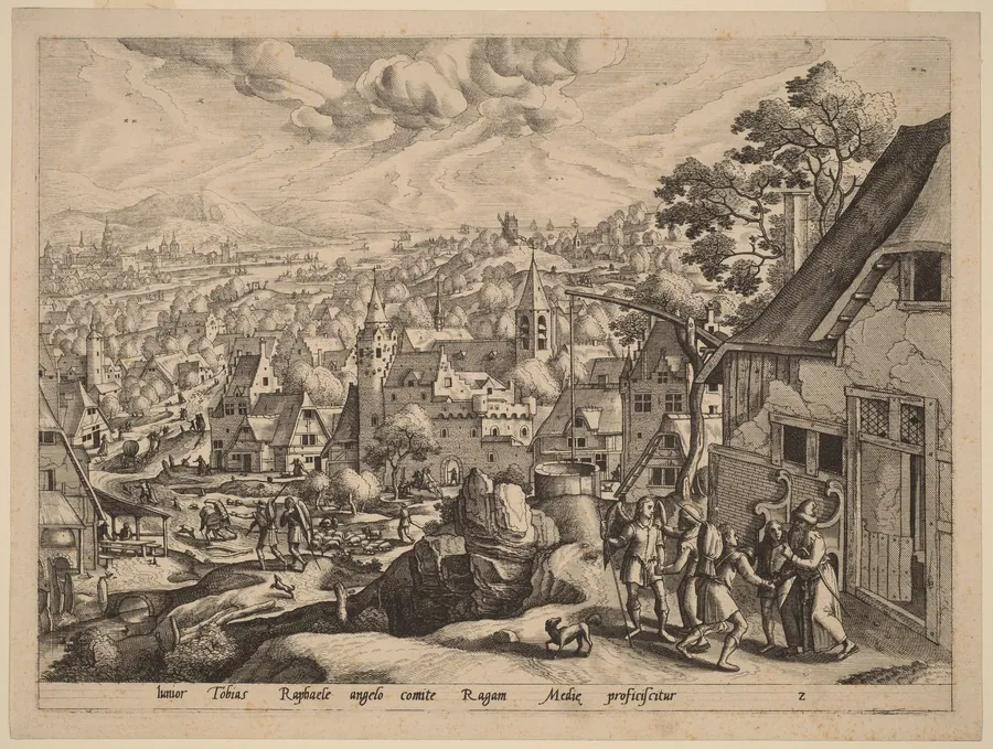 Tobias Taking Leave of his Parents by Johannes van Doetechum the Elder