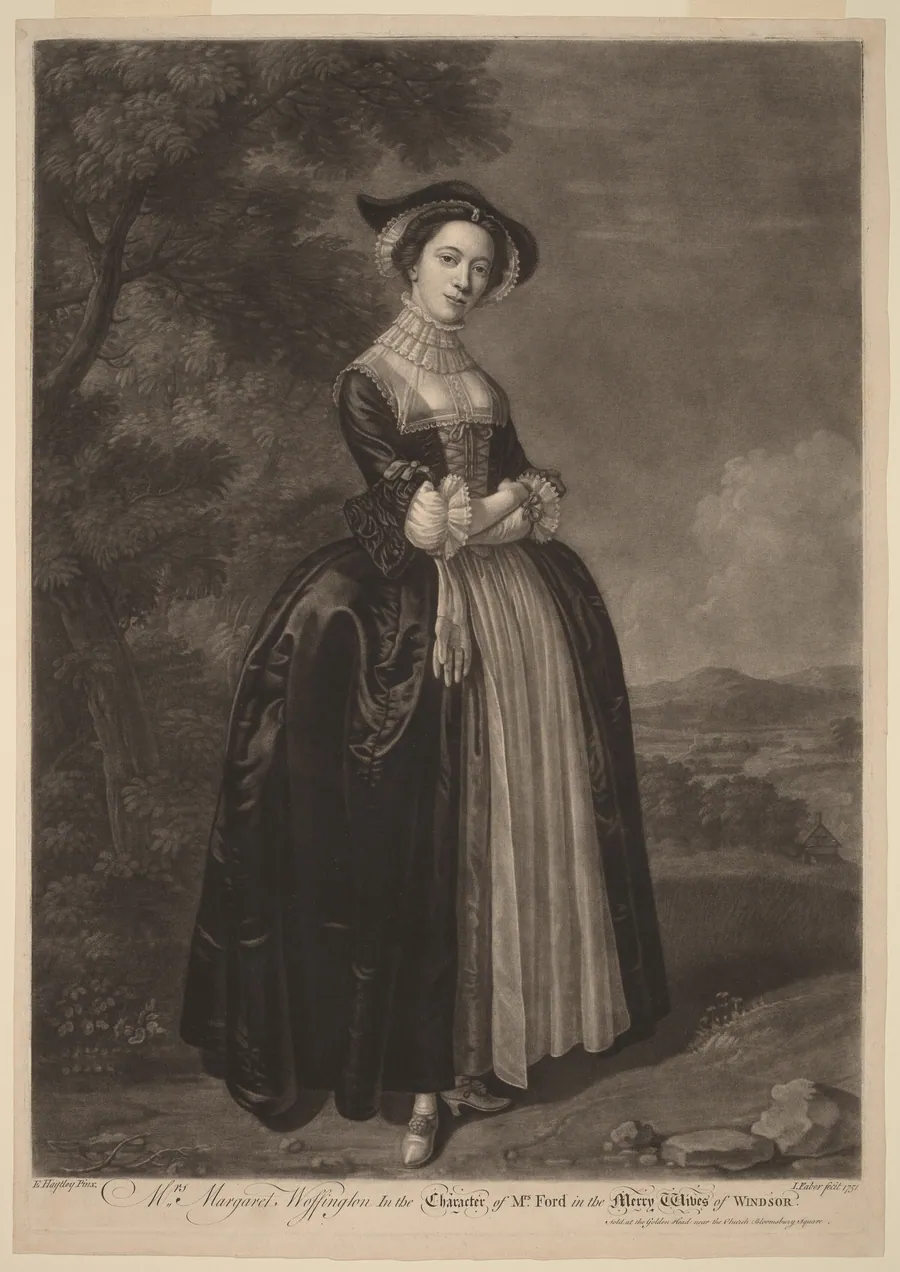 Mrs. Margaret Woffington in the Character of Mrs. Ford in the Merry Wives of Windsor by John Faber II