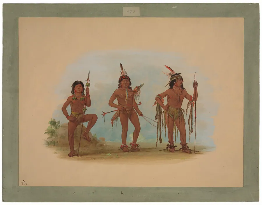 Lengua Medicine Man with Two Warriors by George Catlin