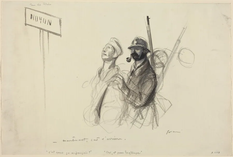 Sur le Rhin.  -maintenant c'est l'arriere. by Jean-Louis Forain