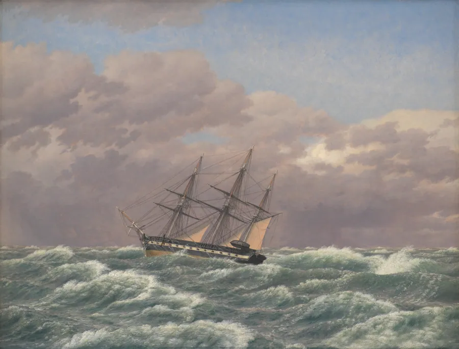 Korvetten "Galathea" i en storm i Nordsøen by C.W. Eckersberg
