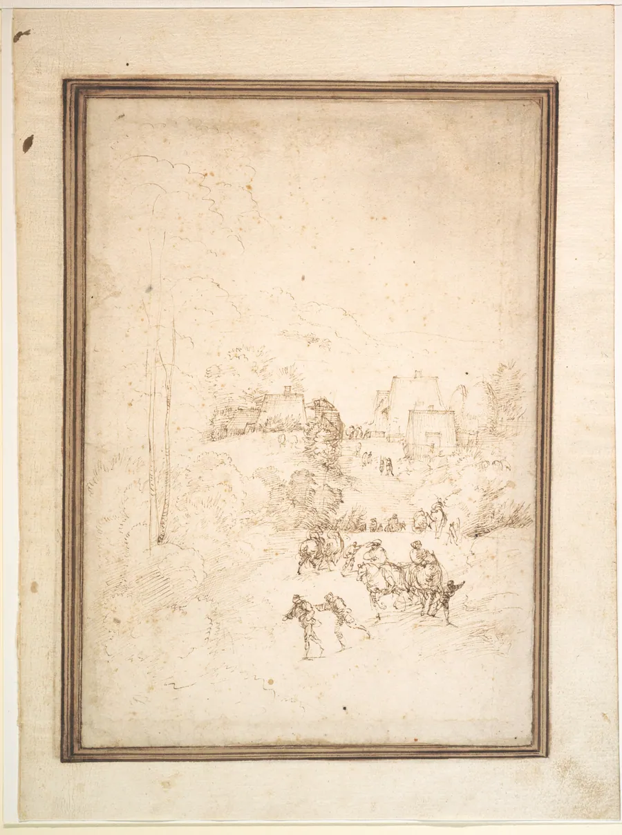 Approach to a Mountain Village with Horsemen on the Road by Fra Bartolomeo (Bartolomeo di Paolo del Fattorino)