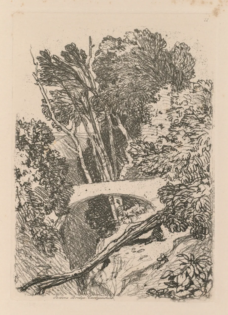 Liber Studiorum: Plate 11: Parson's Bridge, Cardingshire by John Sell Cotman