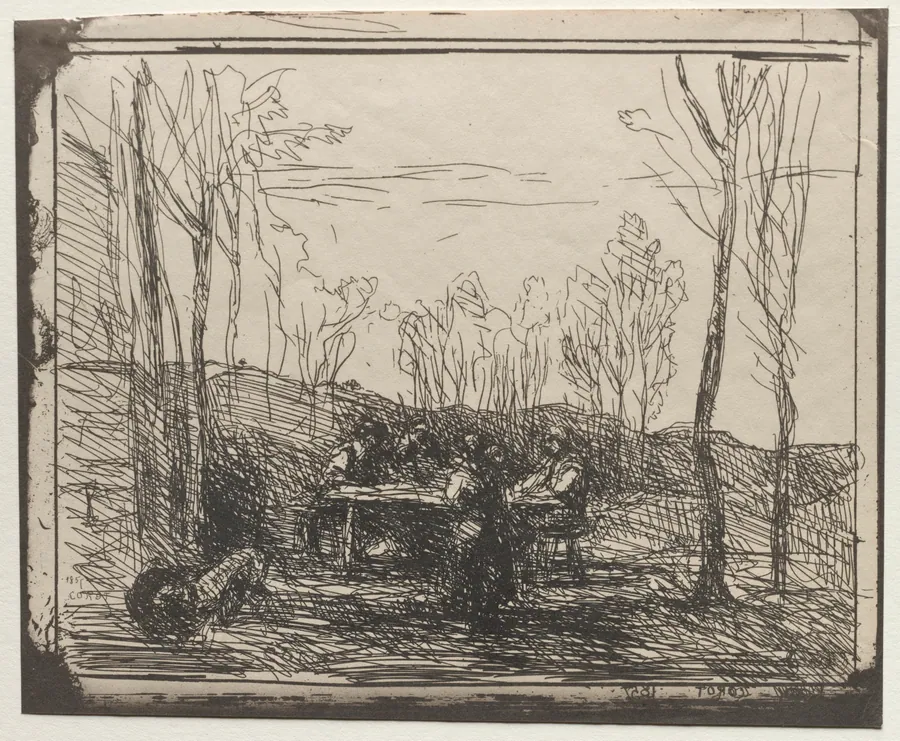 Breakfast in a Glade by Jean Baptiste Camille Corot