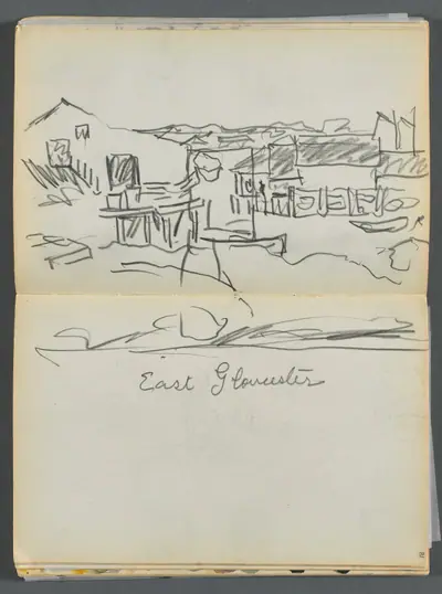 Sketchbook- The Granite Shore Hotel, Rockport, page 080 & 81: "East Gloucester"