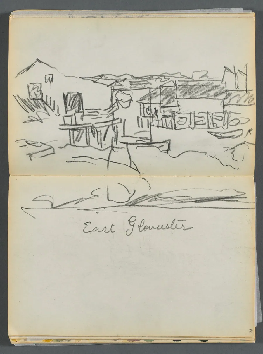 Sketchbook- The Granite Shore Hotel, Rockport, page 080 & 81: "East Gloucester" by Maurice Prendergast