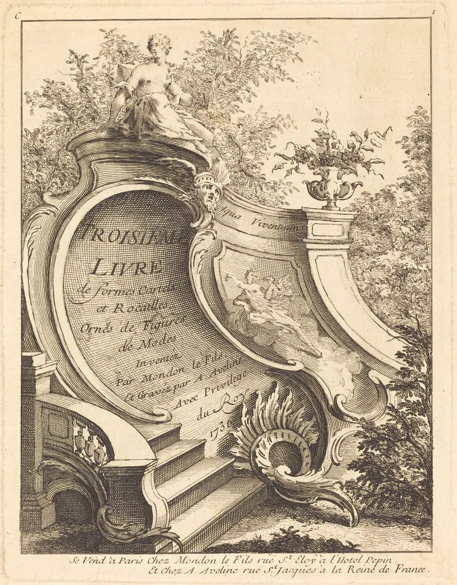 Troisieme livre de formes Cartels et Rocailles (Title Page) by Antoine Aveline