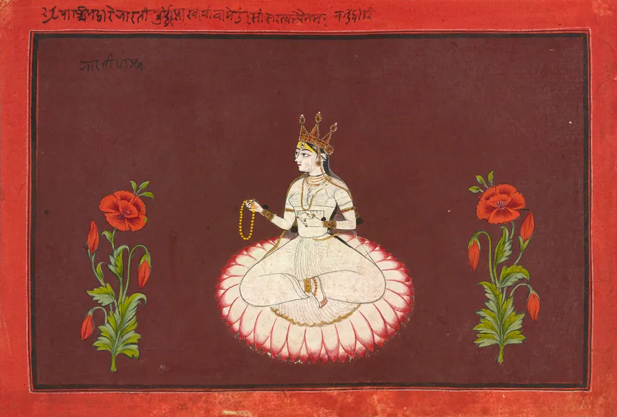 Saraswati, folio from a Goddess series by Attributed to Wajid (active late 17th century)