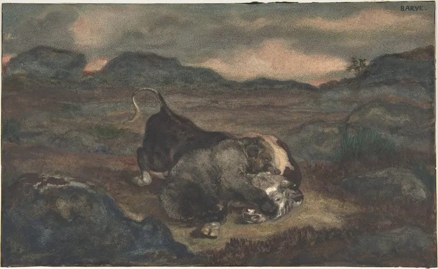 Bear Killing Bull by Antoine-Louis Barye