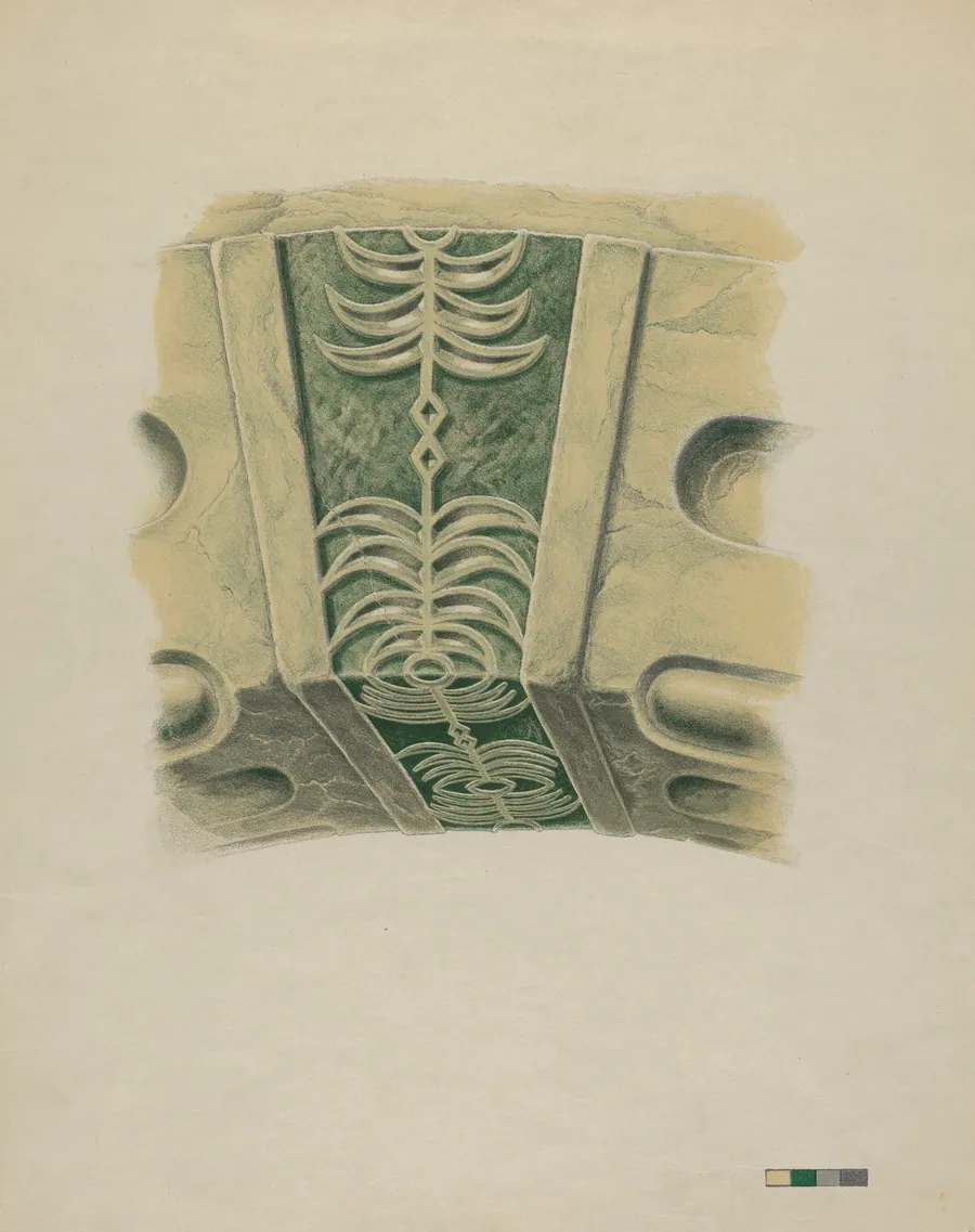 Keystone in Arch at San Juan Capistrano Mission by Randolph F. Miller
