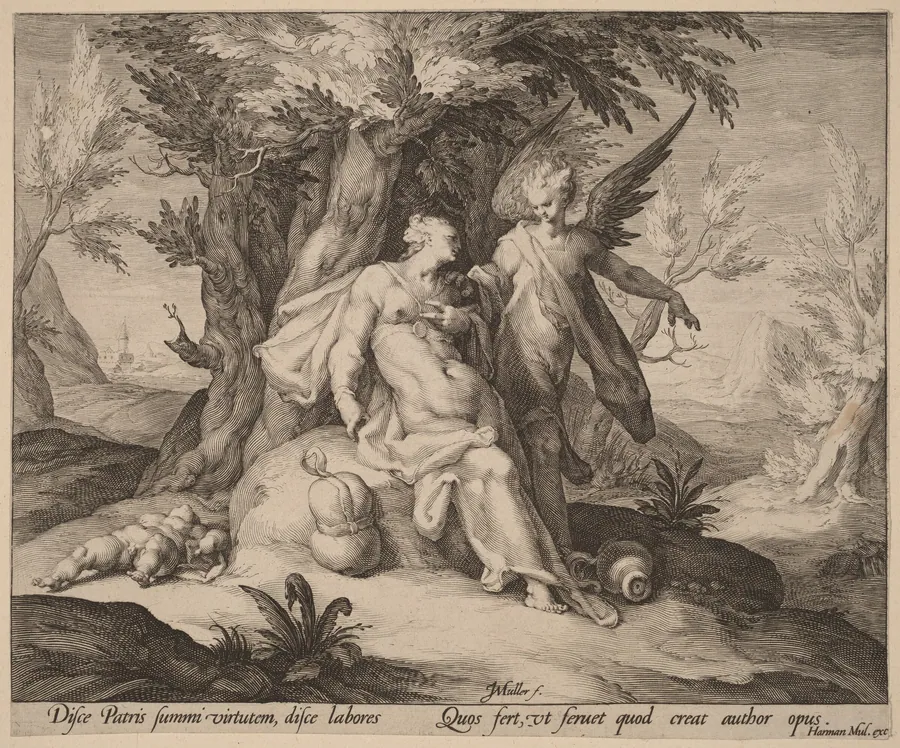 Hagar in the Desert Consoled by an Angel by Jan Muller