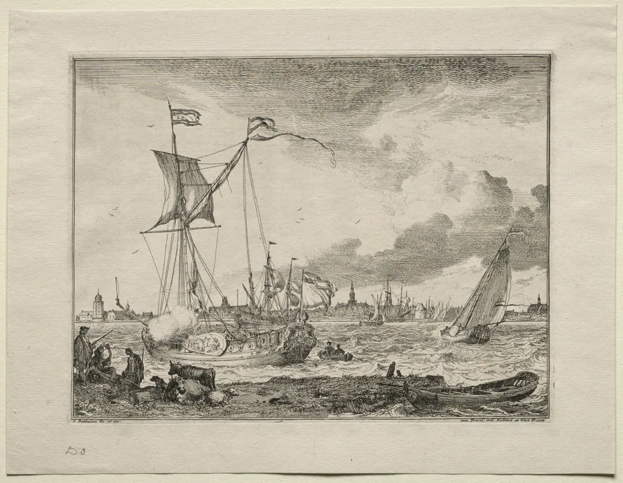 View of Amsterdam with Ships in Foreground by Ludolf Backhuysen